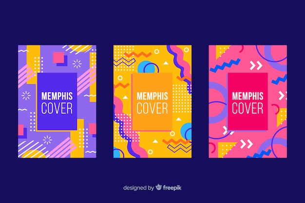 Colorida colección de portadas de memphis