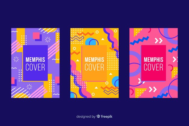 Colorida colección de portadas de memphis
