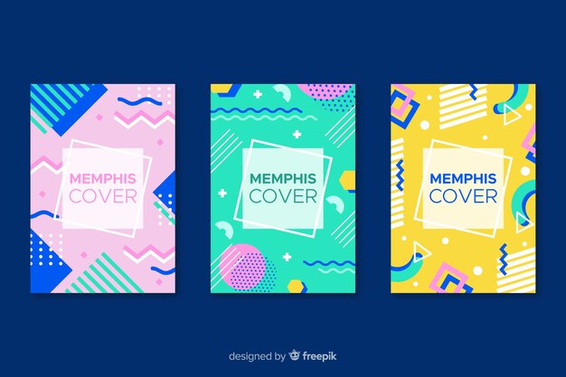 Colorida colección de portadas de memphis