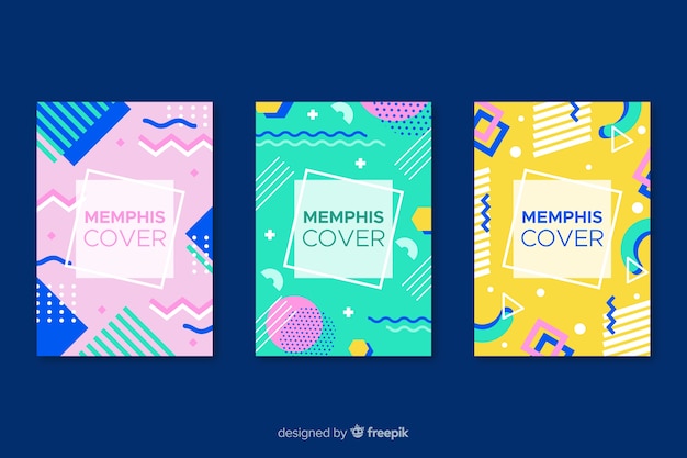 Colorida colección de portadas de memphis
