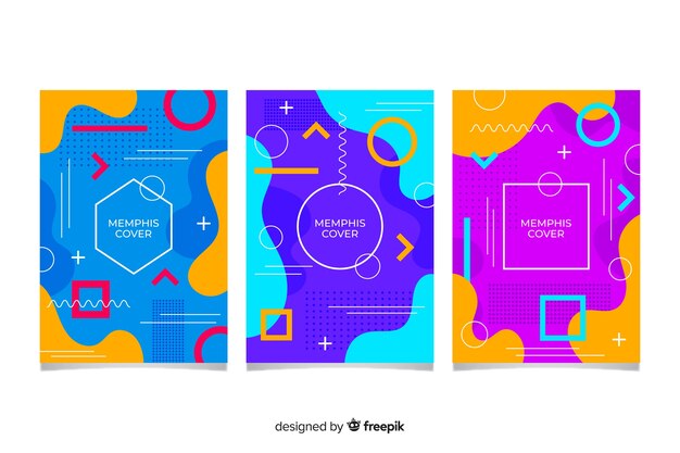 Colorida colección de portadas de memphis
