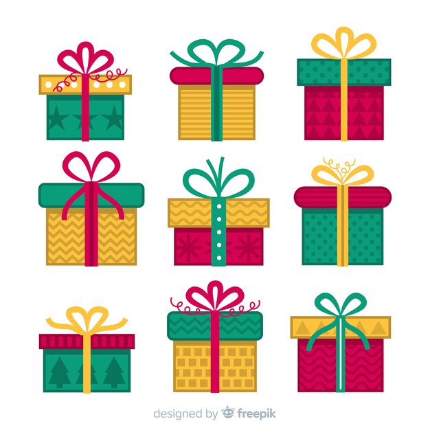 Colorida colección de regalos de navidad dibujados a mano