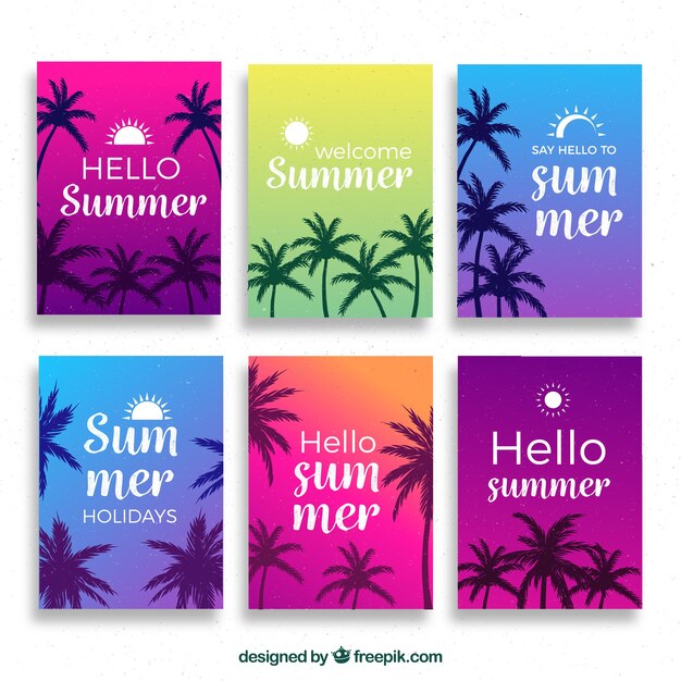 Colorida colección de tarjetas de verano