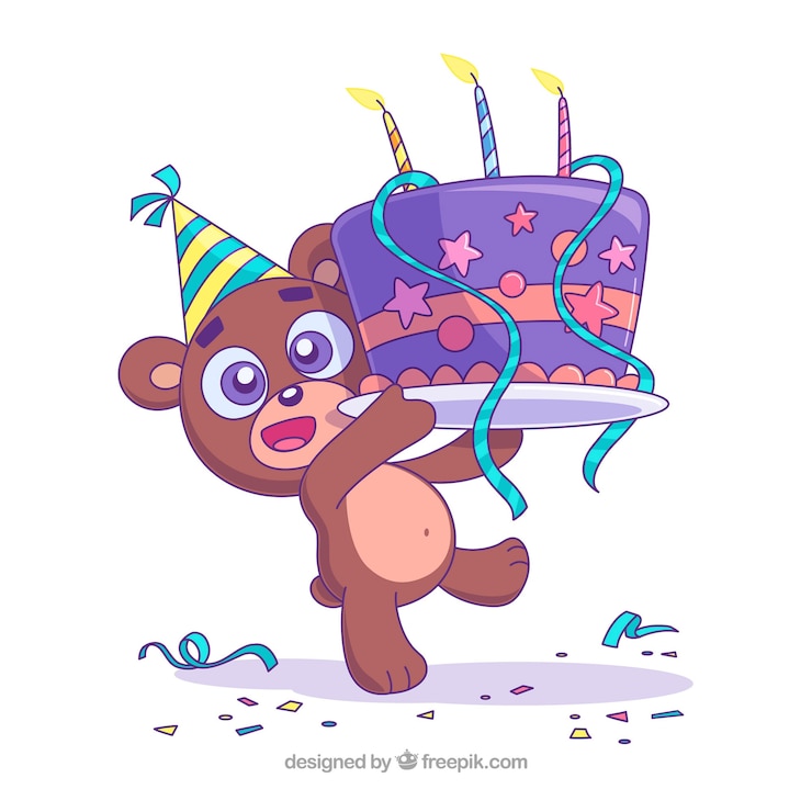 Vector gratuito colorida composición de cumpleaños con un estilo encantador
