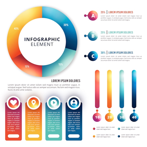 Colorida infografía brillante 3d