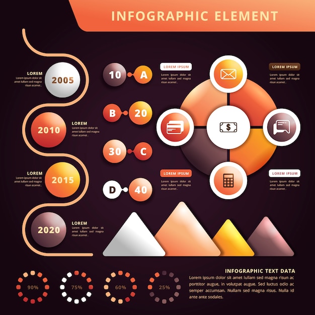 Vector gratuito colorida infografía brillante 3d