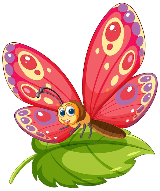 Vector gratuito la colorida mariposa en la hoja verde