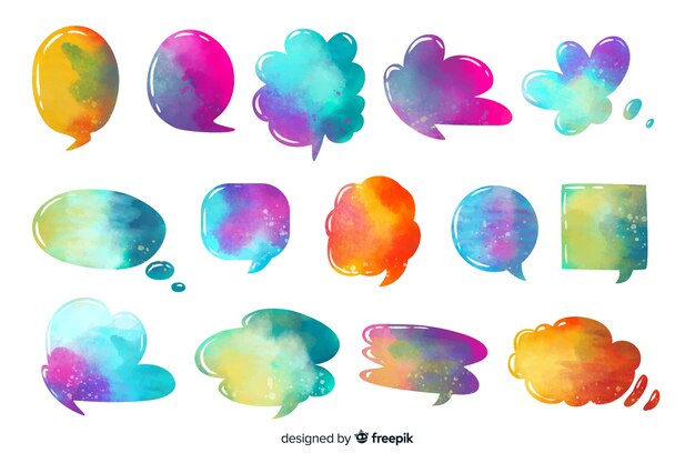 Colorida mezcla de burbujas de discurso intenso de color agua