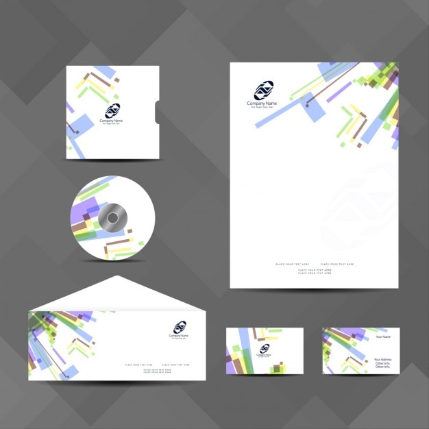 Vector gratuito colorida papelería colorida papelería con formas geométricas