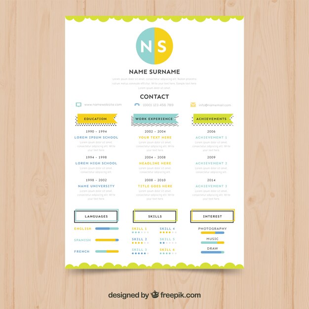 Colorida plantilla de curriculum
