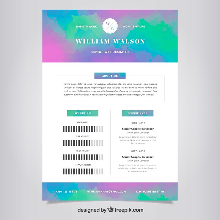 Vector gratuito colorida plantilla de curriculum
