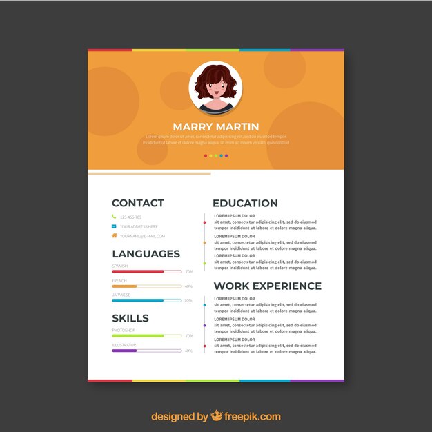 Colorida plantilla de curriculum