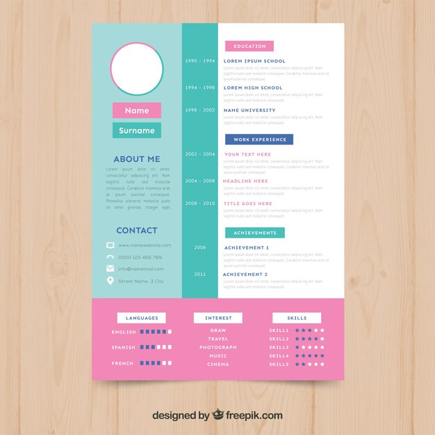 Colorida plantilla de curriculum