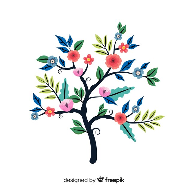 Colorida rama floral en diseño plano