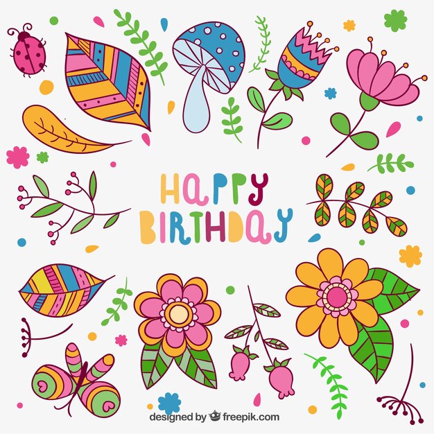 Colorida tarjeta de cumpleaños esbozada