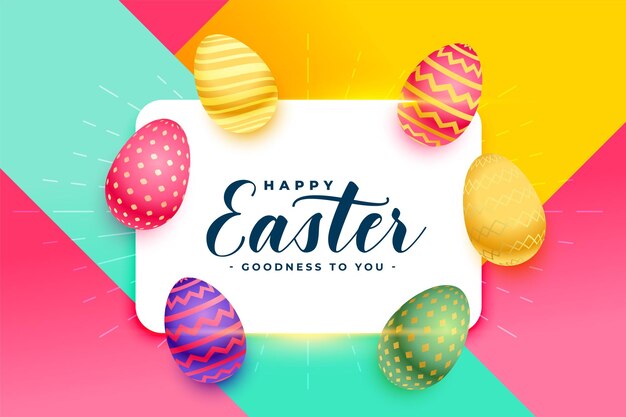 Colorida tarjeta de pascua feliz con diseño de huevos 3d