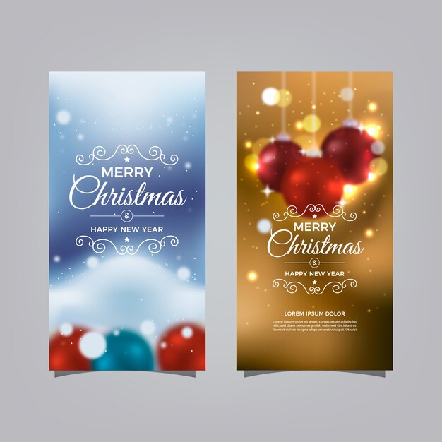 Coloridas banderas navideñas borrosas