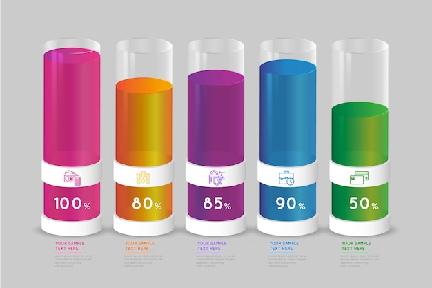 Coloridas barras 3d infografía