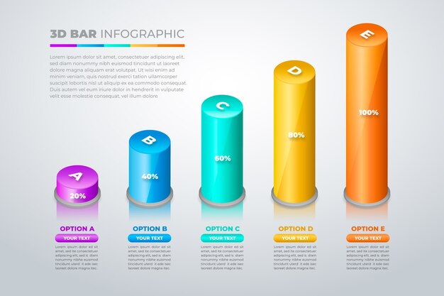 Coloridas barras 3d infografía