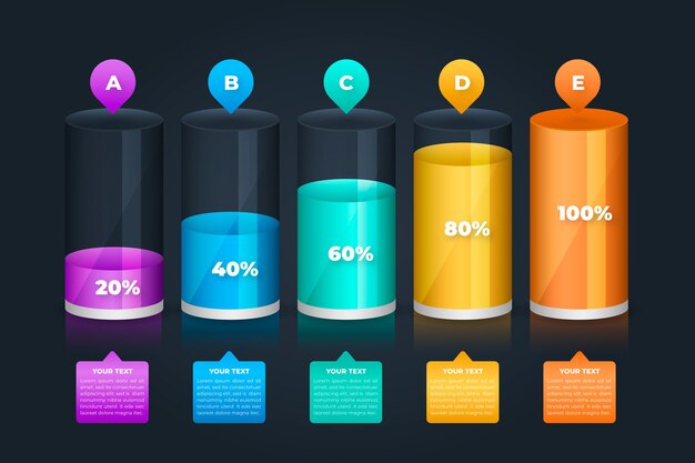 Coloridas barras 3d infografía