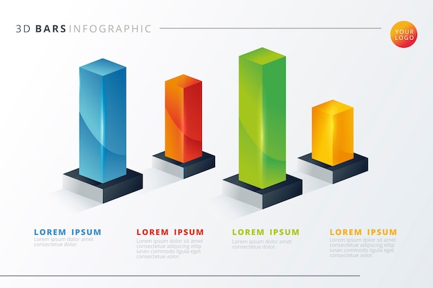 Coloridas barras 3d infografía