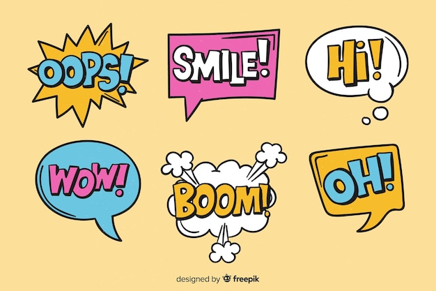 Coloridas burbujas de discurso con diferentes expresiones