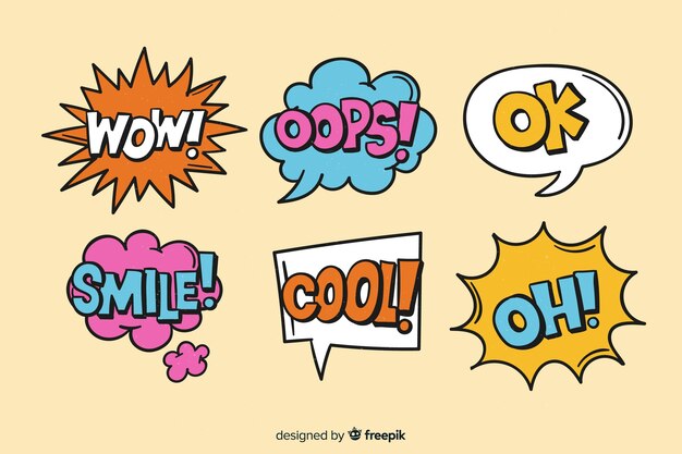 Coloridas burbujas de discurso con diferentes expresiones