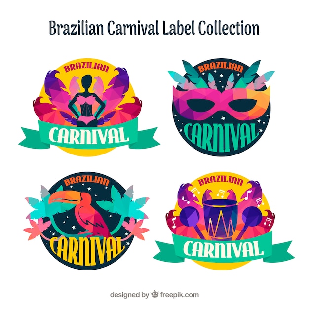 Vector gratuito coloridas etiquetas de carnaval brasileño