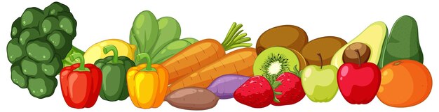 Coloridas frutas y verduras ricas en vitamina CR