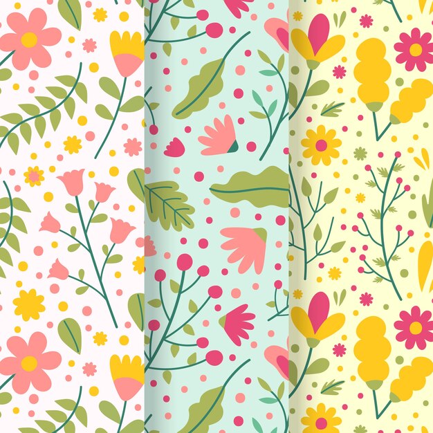 Coloridas hojas y flores de patrones sin fisuras de primavera