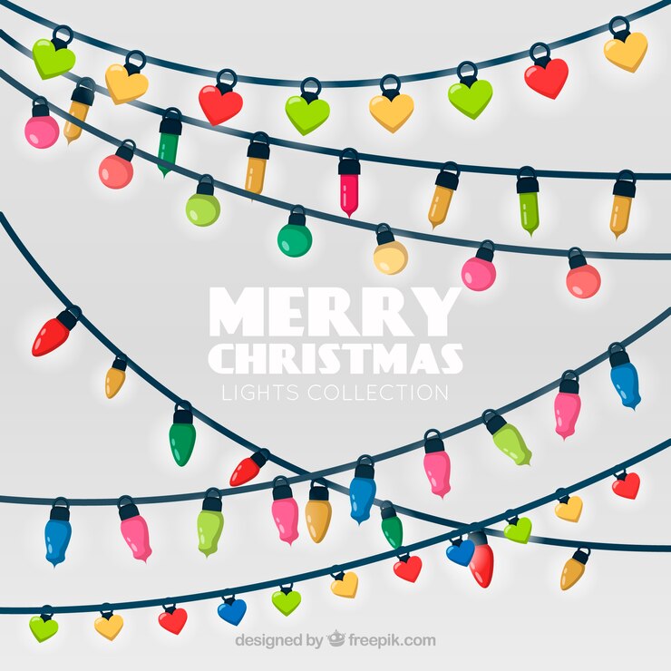 Vector gratuito coloridas luces de cadena de navidad