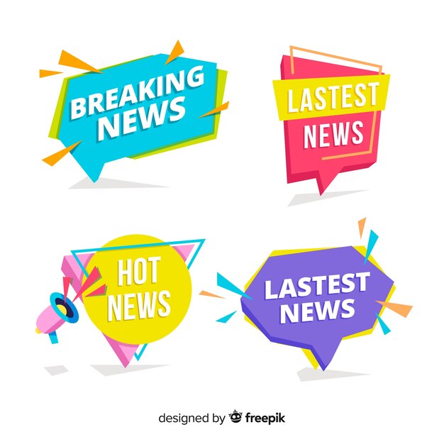 Coloridas pancartas de noticias recientes