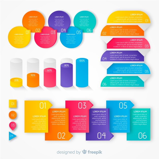 Coloridas plantillas de infografía degradado