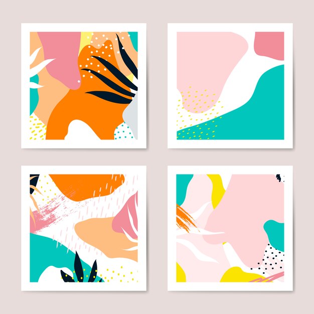 Coloridas tarjetas de estilo Memphis conjunto de vectores