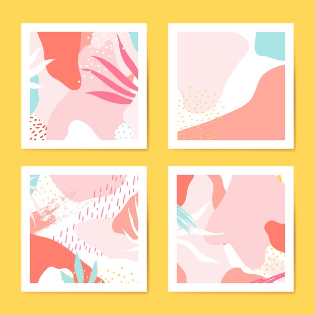 Coloridas tarjetas de estilo Memphis conjunto de vectores