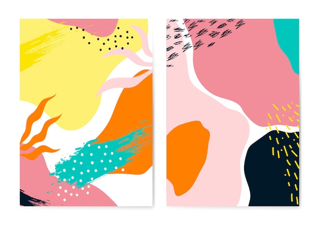 Coloridas tarjetas de estilo Memphis conjunto de vectores