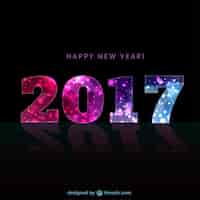 Vector gratuito colorido 2017 en un fondo negro de año nuevo