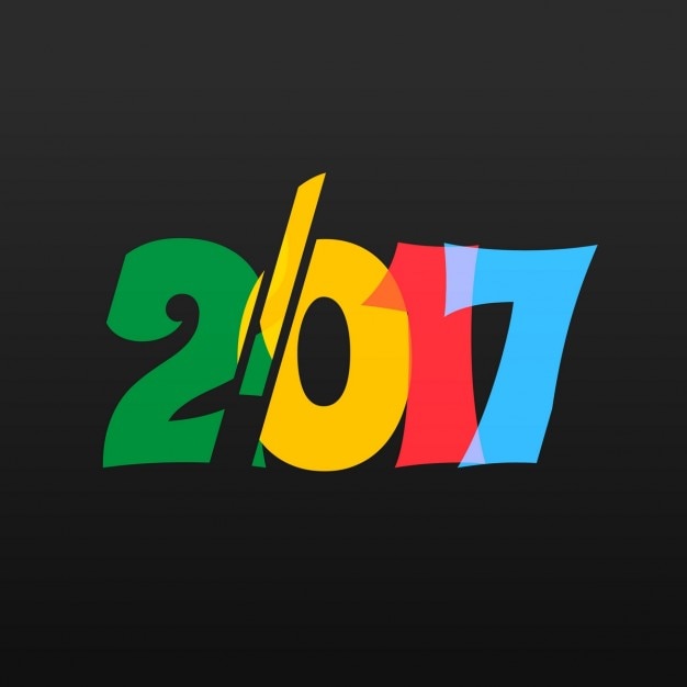 Vector gratuito colorido 2017 sobre fondo negro