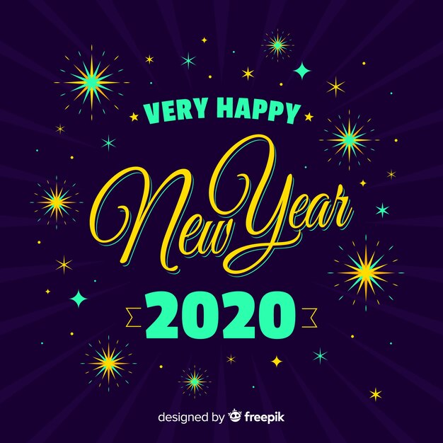 Colorido año nuevo 2020 en diseño plano