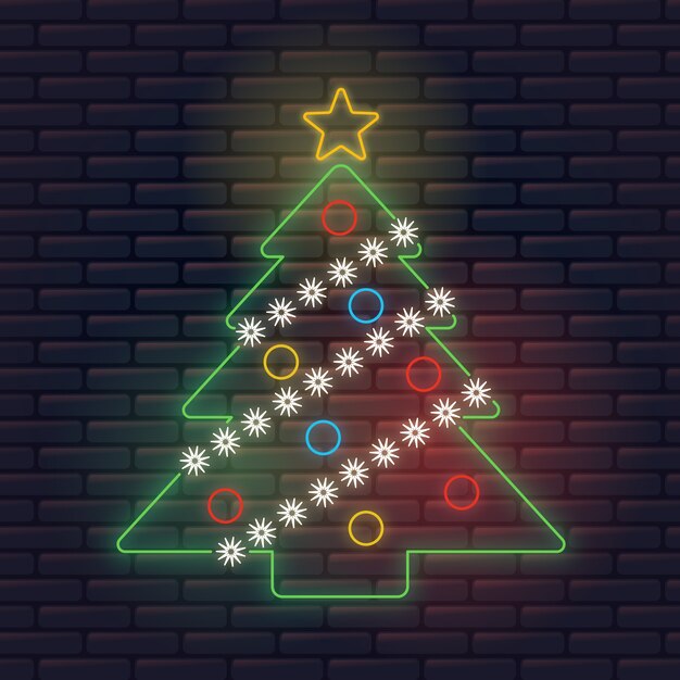 Colorido árbol de navidad de neón