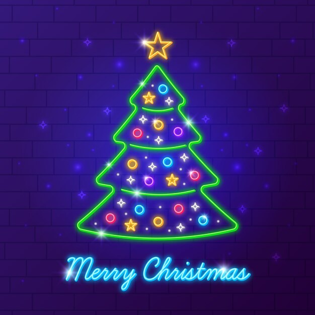 Colorido árbol de navidad de neón