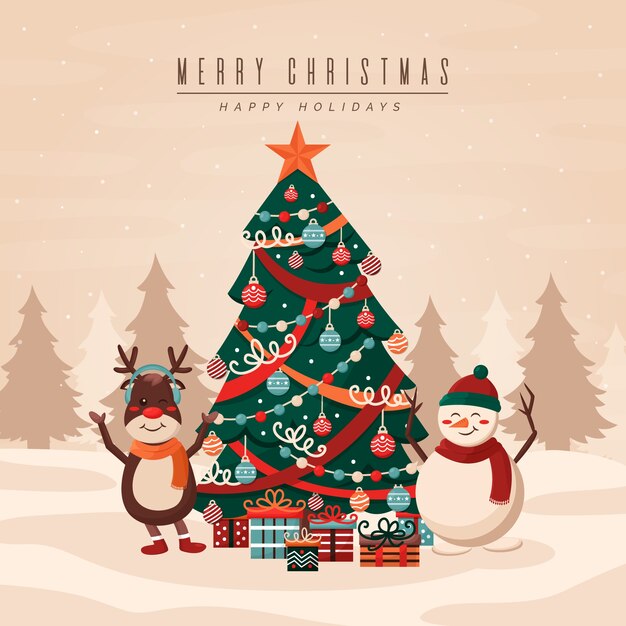 Colorido árbol de navidad vintage