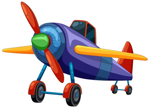 Colorido avión de dibujos animados sobre ruedas