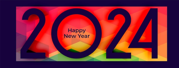 Colorido banner de invitación de la víspera de año nuevo 2024 en estilo vectorial moderno