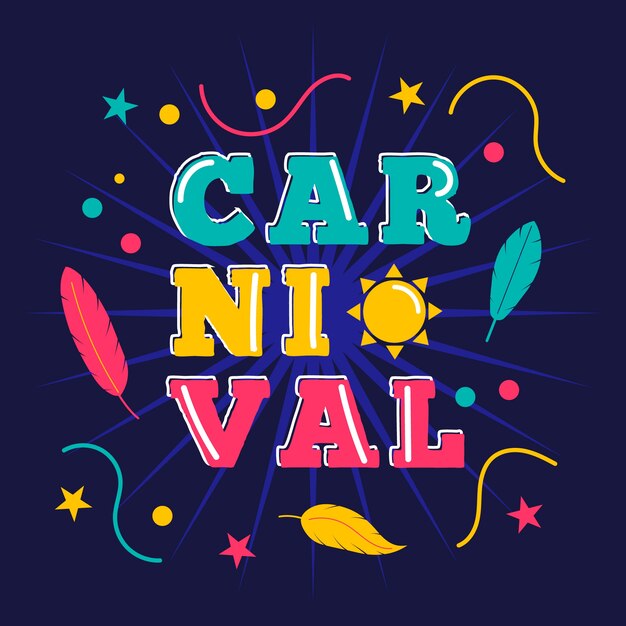 Colorido carnaval con plumas y estrellas