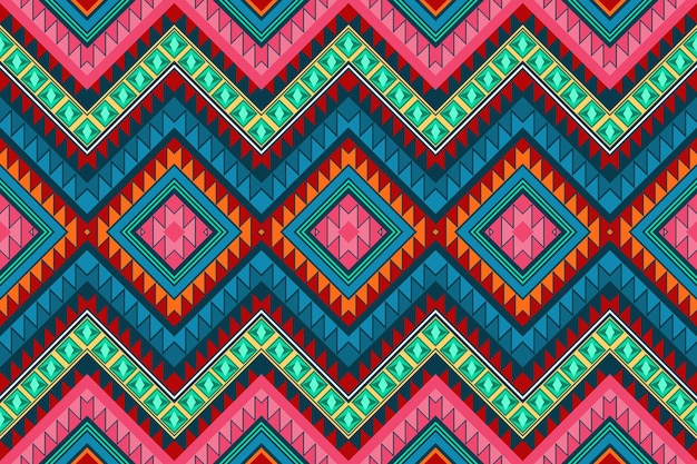 Colorido chevron vintage azteca étnica geométrica oriental sin fisuras patrón tradicional. diseño de fondo, alfombra, fondo de pantalla, ropa, envoltura, batik, tela. estilo de bordado. vector.