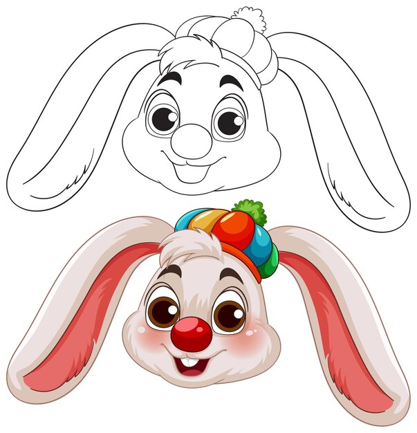 Un colorido conejo de dibujos animados con una expresión lúdica