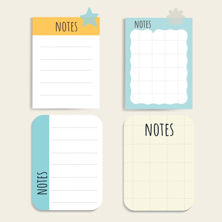 Vector gratuito colorido conjunto de bloc de notas