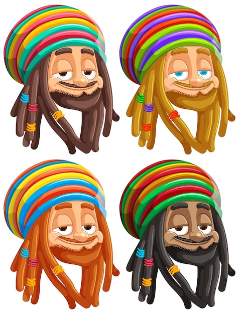 El colorido conjunto de ilustraciones de personajes rasta