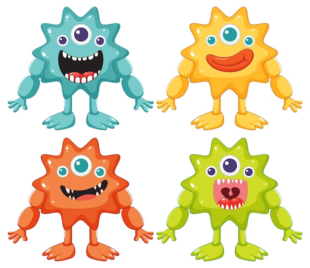 Colorido conjunto de lindos personajes de dibujos animados de monstruos alienígenas